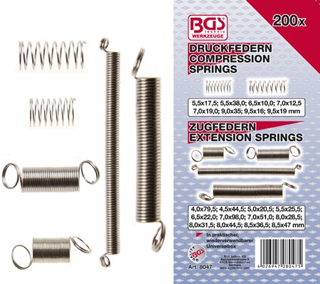 Compression And Extension Spring Assortment 200-piece - Verkfærahúsið